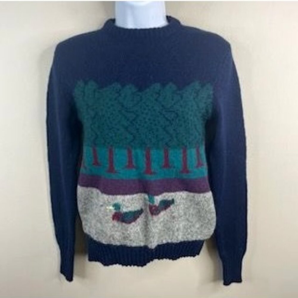 Vintage Skyr Cottagecore Mallard Duck Sweater XSmall Countryside‎ Forest Wool